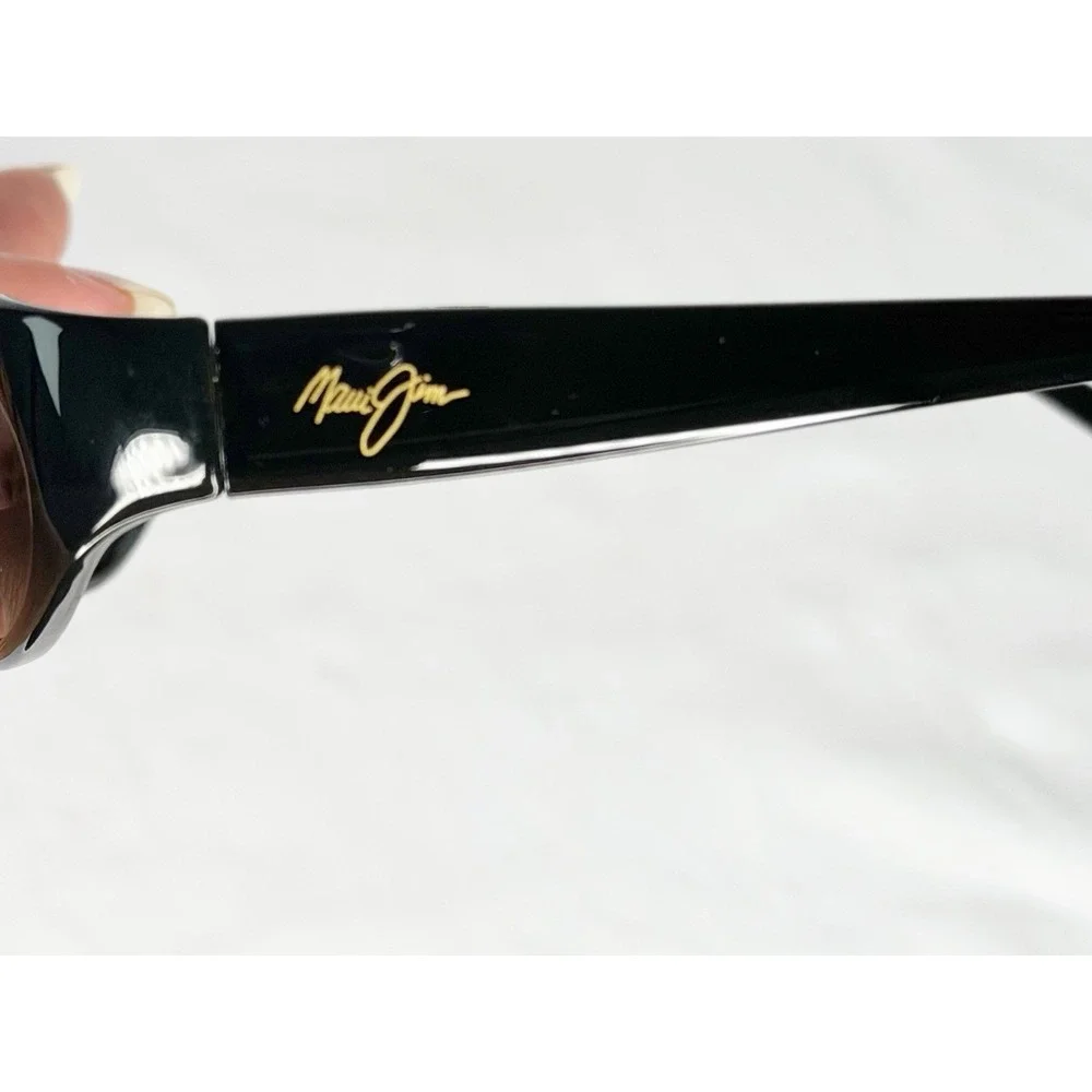 MAUI JIM MALIA MJ 125-02 Gloss Black W/ Grey POLARIZED Oval  SUNGLASSES NEW Case